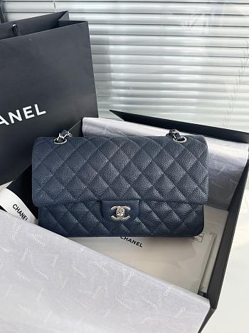 Chanel Medium Flap Bag Navy Blue Caviar Silver 25cm