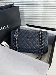 Chanel Medium Flap Bag Navy Blue Caviar Silver 25cm - 6