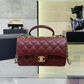 Chanel Top Handle Flap Bag Wine Gold 20cm