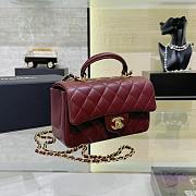 Chanel Top Handle Flap Bag Wine Gold 20cm - 5