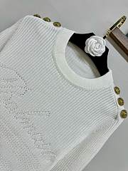 Balmain Embellished Logo White Knit Jumper - 4