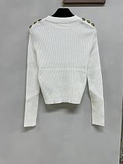 Balmain Embellished Logo White Knit Jumper - 2