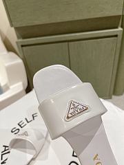 Prada White Leather Slides - 2