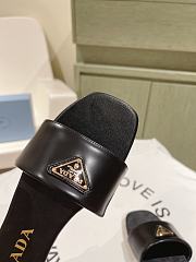 Prada Black Leather Slides - 3