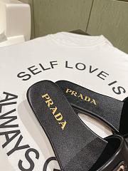 Prada Black Leather Slides - 4