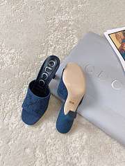 Gucci GG Slide Sandal Blue Denim 5.5cm - 4