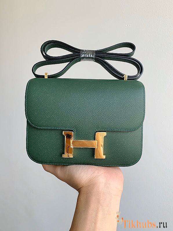 Hermes Epsom Leather Gold Lock Bag In Green Size 19 cm - 1