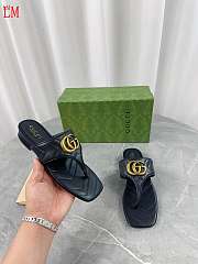 Gucci Women's Black Double G Thong Sandals - 3