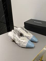 Chanel Slingback Blue Tweed Pump 5cm - 1