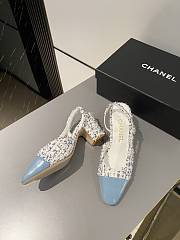 Chanel Slingback Blue Tweed Pump 5cm - 2