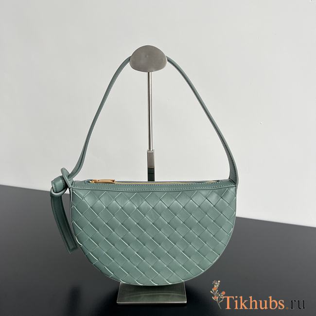 Bottega Veneta Half Moon Zipped Green Shoulder Bag 23x15x4cm - 1