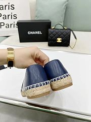 Chanel Espadrille Navy Black Leather - 4