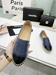 Chanel Espadrille Navy Black Leather - 3