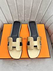 Hermes Oran Gold Black Slides - 4