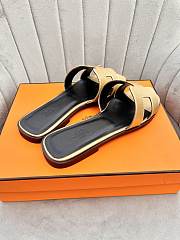 Hermes Oran Gold Black Slides - 2