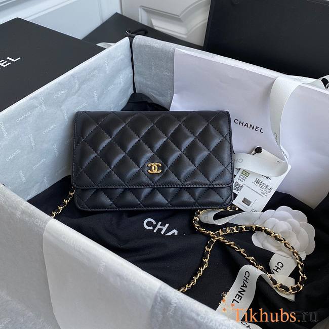 Chanel Wallet On Chain Woc Black Lambskin Gold 19cm SALE - 1