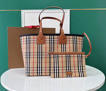 Burberry London Medium Check Cotton Tote Briar Wood 51.3x18.5x29cm