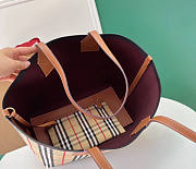 Burberry London Medium Check Cotton Tote Briar Wood 51.3x18.5x29cm - 6