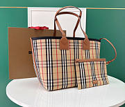 Burberry London Medium Check Cotton Tote Briar Wood 51.3x18.5x29cm - 4