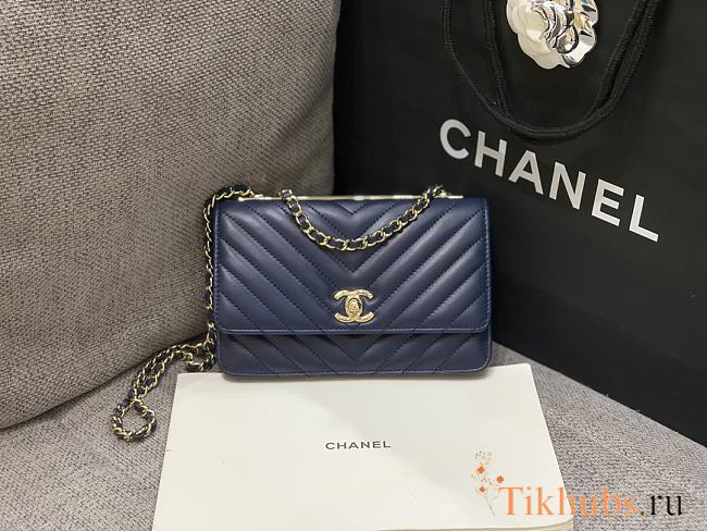 Chanel WOC 80983 V Dark Blue GHW - 1