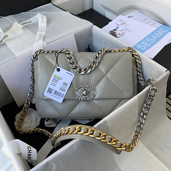 Chanel 19 Flap Bag Grey Silver 26cm