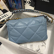 Chanel 19 Large Flap Bag Blue Gold Lambskin 30cm - 6