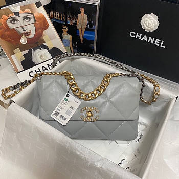 Chanel 19 Large Flap Bag Grey Gold 30cm