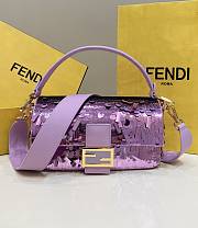 Fendi Sequin Baguette Bag In Light Purple 27cm - 1