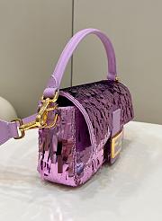 Fendi Sequin Baguette Bag In Light Purple 27cm - 5