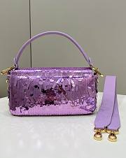 Fendi Sequin Baguette Bag In Light Purple 27cm - 2