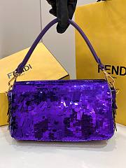 Fendi Sequin Baguette Bag In Purple 27cm - 4