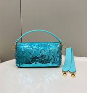 Fendi Sequin Baguette Bag In Blue 27cm - 4