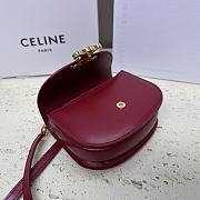 Celine Mini Besace Triomphe in Shiny Calfskin Red Wine 15.5x11.5x5cm - 6