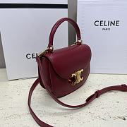 Celine Mini Besace Triomphe in Shiny Calfskin Red Wine 15.5x11.5x5cm - 5