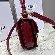 Celine Mini Besace Triomphe in Shiny Calfskin Red Wine 15.5x11.5x5cm - 2