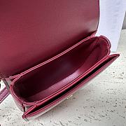 Celine Mini Besace Triomphe in Shiny Calfskin Red Wine 15.5x11.5x5cm - 3