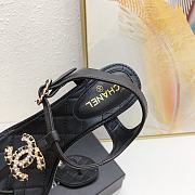 Chanel Black Lambskin Chain CC Logo Thong Sandals 5cm - 5