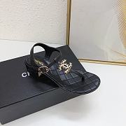 Chanel Black Lambskin Chain CC Logo Thong Sandals 5cm - 4