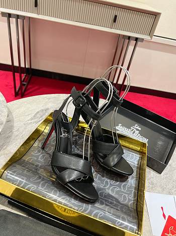 Christian Louboutin Black Leather Mariza Sandals 10cm