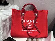 Chanel Shopping Tote Bag Canvas Red 38cm - 2