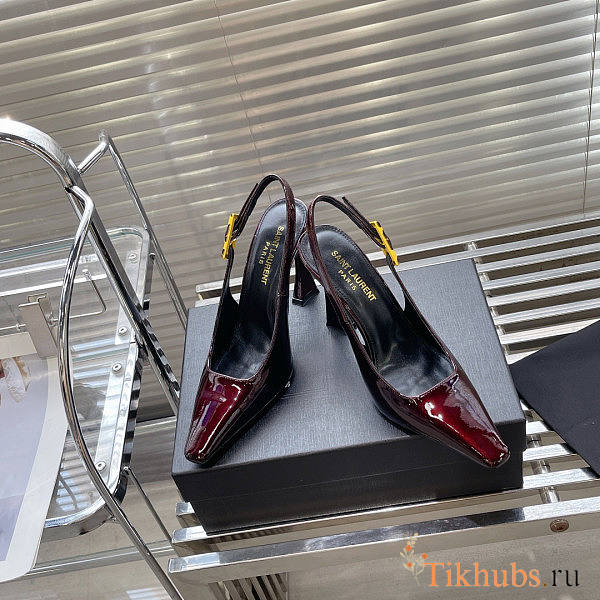 YSL Slingback Wine Heel 10cm - 1