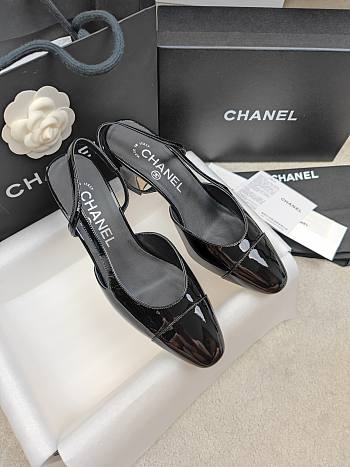 Chanel Slingback Black Pump Patent 5cm