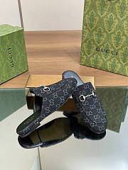 Gucci Princetown Horsebit Denim Black Slipper - 5