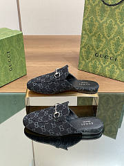 Gucci Princetown Horsebit Denim Black Slipper - 3