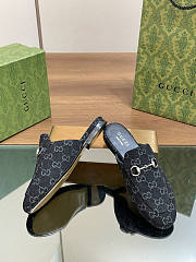 Gucci Princetown Horsebit Denim Black Slipper - 2