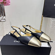 Chanel Slingback Black Gold Flat - 1