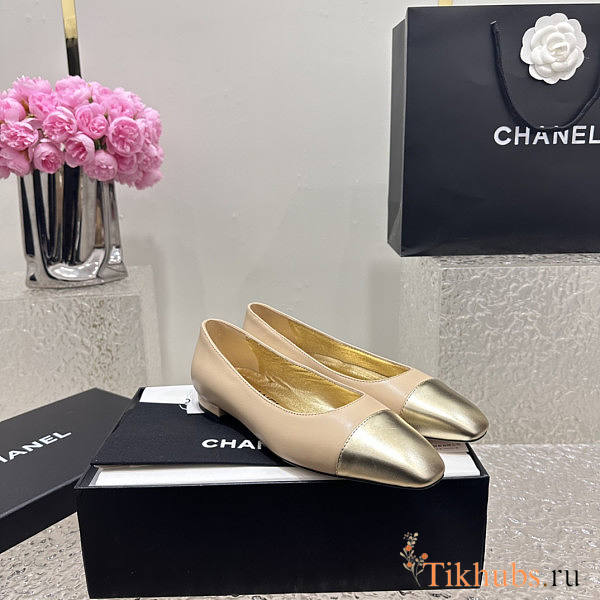 Chanel Ballerina Flat Beige Gold - 1