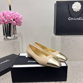 Chanel Ballerina Flat Beige Gold