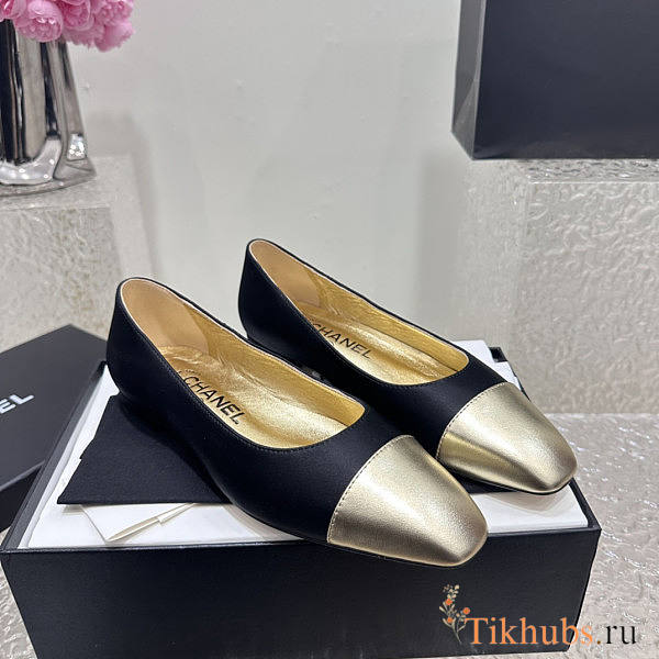 Chanel Ballerina Flat Gold Black - 1