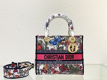 Dior Medium Lady D-Lite Bag White Multicolor Mexico Millefiori 24 x 20 x 11 cm